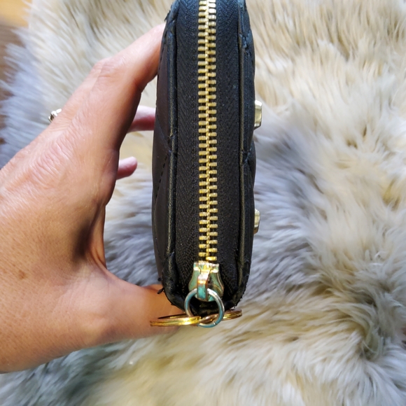 Betsey Johnson Black Quilted Wallet with Gold Heart Accents - Picture 7 of 10